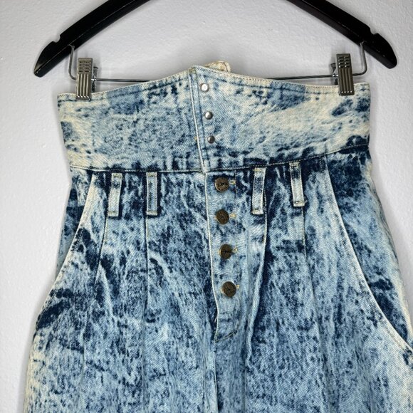 Vintage 80s Landing Gear High Rise Acid Wash Pencil Skirt| Size S/M - Picture 11 of 12